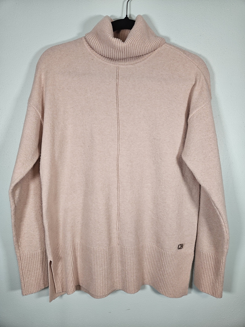 Calvin Klein Blush Pink Ribbed Turtleneck Sweater